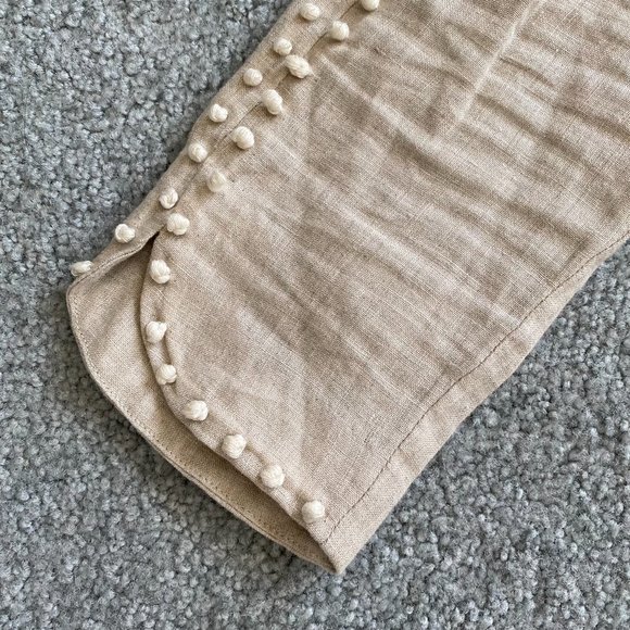 ♥ J. Crew Linen Beige Long Sleeved Blouse with Appliques Size 0     - D - Picture 5 of 9